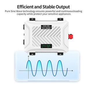 DATOUBOSS 3500W Pure Sine Wave Inverter, 24V to 230V AC Voltage Converter, Peak Power 7000W Peak Power, with Intelligent Detection System & LCD Display & 2 EU Socket - DATOUBOSS Rechargeable Lifepo4 Batteries Voltage Converters InverterSP-DT-PSWE3500W-24V-A-UA